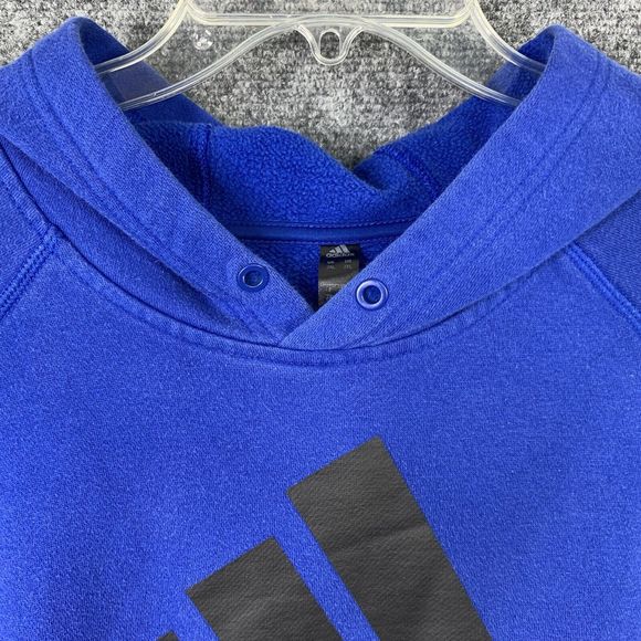 Adidas Big Logo Hooded Sweatshirt Royal Blue Pullover Heavy Warm Size 2XL - Picture 7 of 13